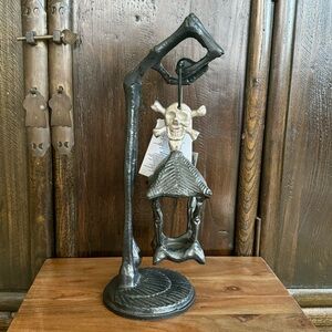 Spooky Night Skeleton Arm with Lantern Metal Halloween Tea Light Candle Holder